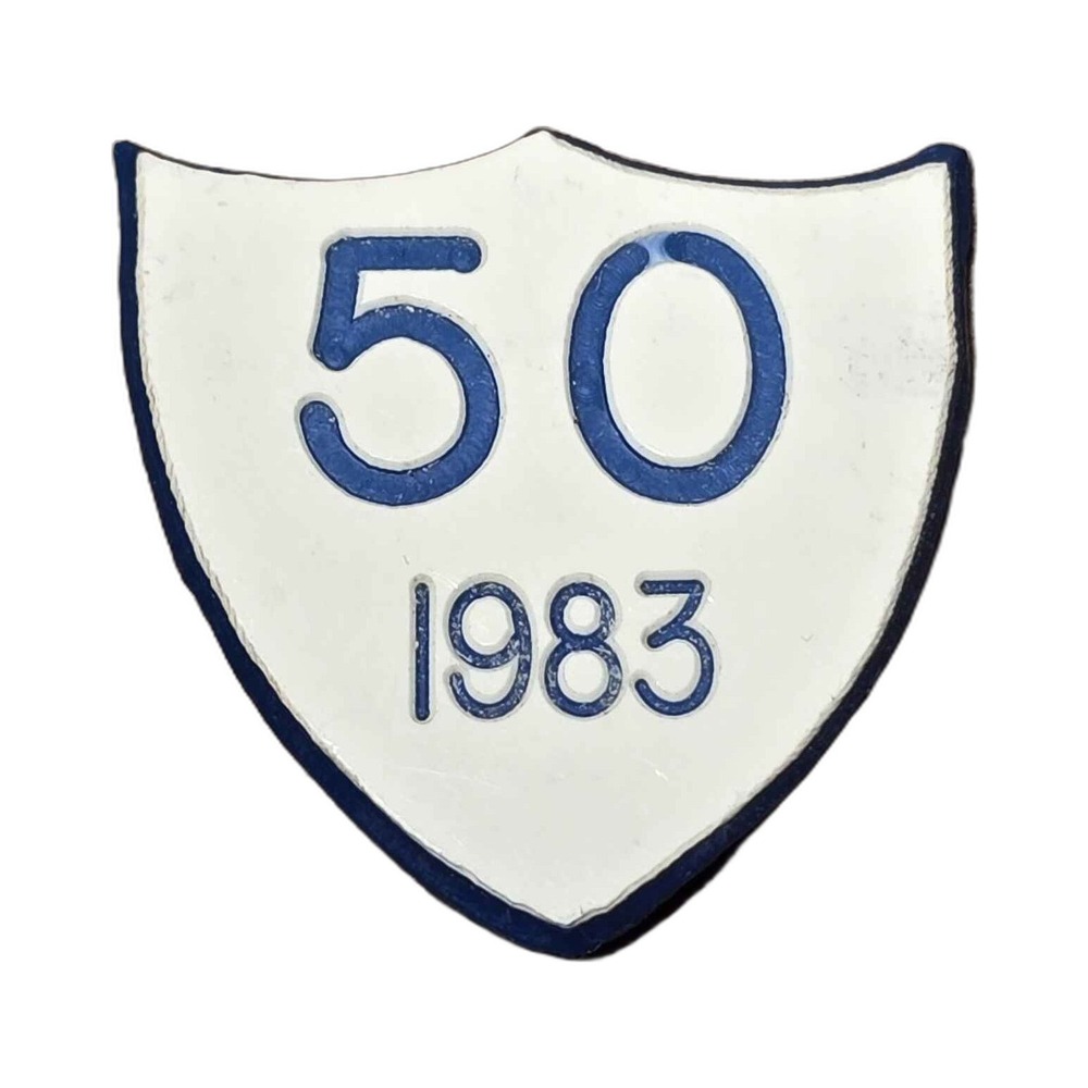 Vintage Shield Fifty 1983 Enamel Collector Pin Lapel Vest Hat Pin J1